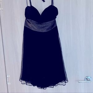 Halter dress, black chiffon.